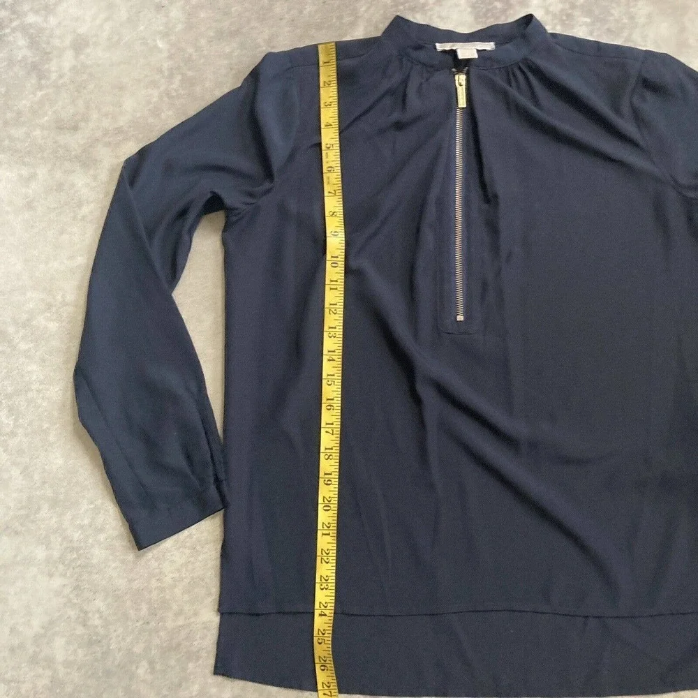 Michael Kors Blouse Womens‎ Size 6 Long Sleeve 1/4 Zip Navy Blue Pullover